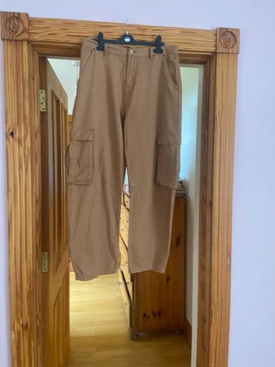 SHEIN WESTFADE Barrel-Leg Cargo Pants (Camel)