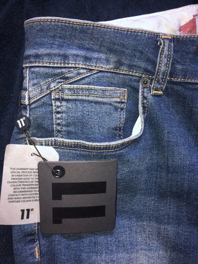 Shorts jeans 11 degrees skinny fit denim blue size W 34 brand new