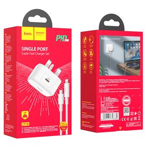Type C Wall charger C91B Founder PD20W UK set with cable (HOCO)