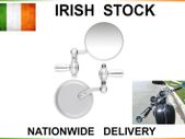 Round 22mm Motorcycle Bar End Mirrors - Silver
