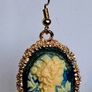 Gilted Oval Cameo Silhouette Earrings Image 9