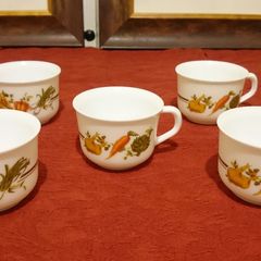 5 Piece Arcopal France Colorful Milk Glass Tea Cups