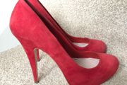 Designer Miu Miu red high heels