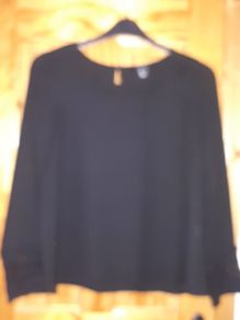 Black Blouse With Lace Cuff Size 10