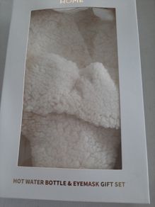 New hot water bottle fleece and eye mask in box