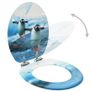 WC Toilet Seats with Soft Close Lid 2 pcs MDF Penguin Design Image 2