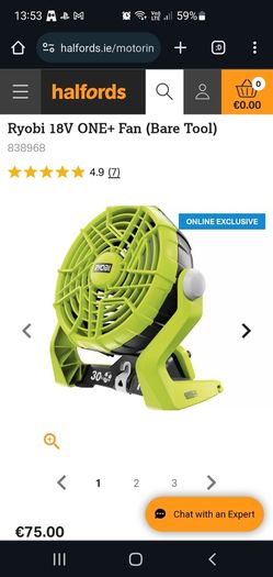 Ryobi 18v cordless fan