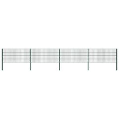 Fence Panel with Posts Iron 8.5x1.2 m Green