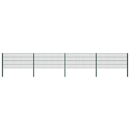 Fence Panel with Posts Iron 6.8x0.8 m Green