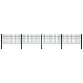 Fence Panel with Posts Iron 6.8x0.8 m Green