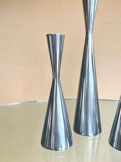 Set of 4 Vintage 90s Ikea Aluminium Candleholders