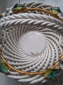 Ceramic basket with floral design