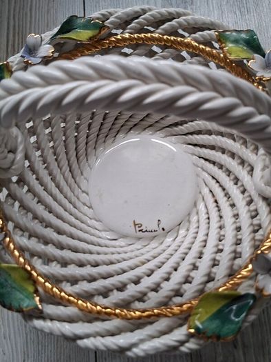 Ceramic basket with floral design