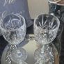 Vintage Cut Crystal Wine Glasses Pair Elegant Stemware Home Bar Decor Image 3