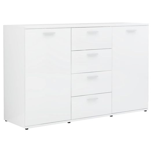 Sideboard High Gloss White 120x35,5x75 cm Chipboard