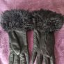 Black Faux Leather Gloves with Faux Fur Cuff Size Small Image 5