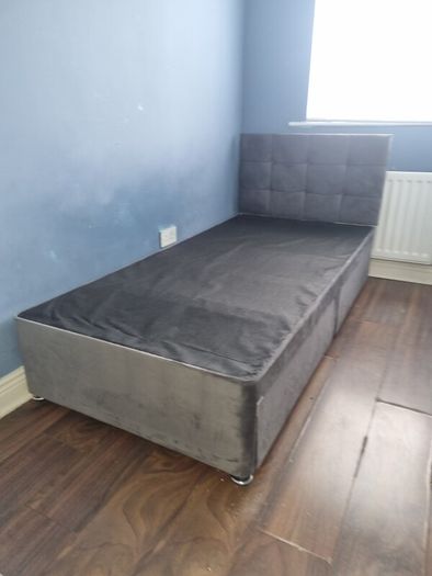 single velvet bed wite large drawers
