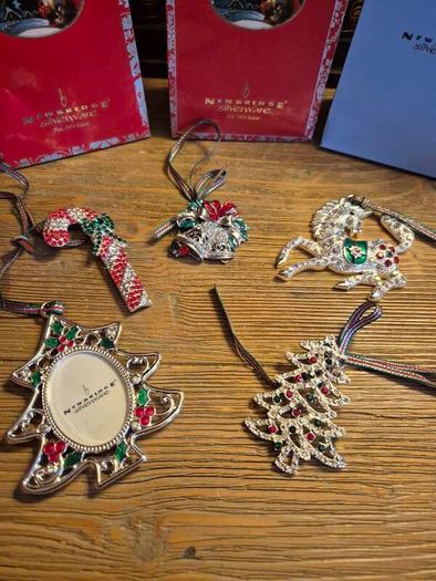 5 Newbridge Silver Colourful Crystal Christmas Decorations | Vintage & New Designs | Mint