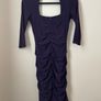 OSSIE CLARK Fabulous Purple Ruched Bodycon Dress Size 8! Image 6