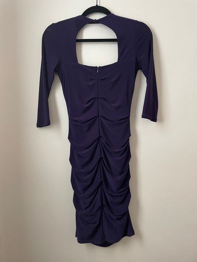 OSSIE CLARK Fabulous Purple Ruched Bodycon Dress Size 8!