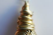 Flapper Gold Chain Necklace With Mixed Metal Wire Coil &amp; Gold Tone Pendant