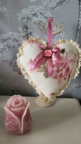 Hanging Heart Decor. Scented Heart. Mother's Day Gift. Shabby Chic Decor.