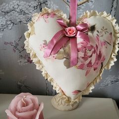 Hanging Heart Decor. Scented Heart. Mother's Day Gift. Shabby Chic Decor.