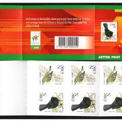 2001 Ireland N Value Blackbird Self-adhesive Definitive Stamps Booklet Mint Never Hinged (MNH). Hibernian HB90