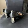 Guess Black Leather Block Heels Gold Detsil Image 8