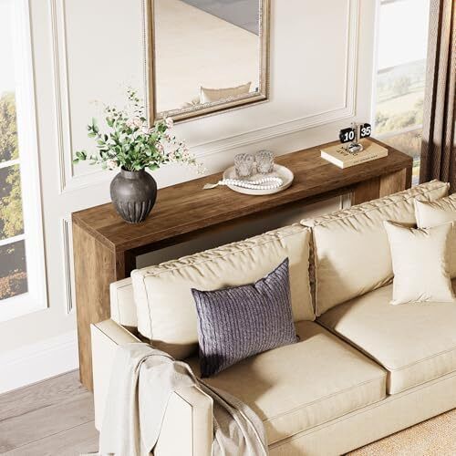 Farmhouse Console Table 140 cm Wooden Sofa Table with Storage for Entrance, Foyer, Hallway, Living Room, Easy Assembly