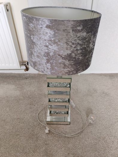 Silver lamp diamonte design