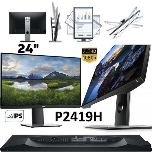 Dell 24" P2419H Ultrathin Bezel LED IPS Monitor Full HD (1080p)