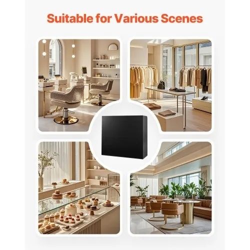 Reception Desk, 47.24 x 18.9 x 39.37 in Rectangular Front Counter Table, Office Reception Counter with Lockable Drawer and Storage Cabinet