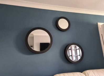 Round Black mirror set of 3
