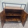 Industrial Style Sideboard with Glass Top Image 5