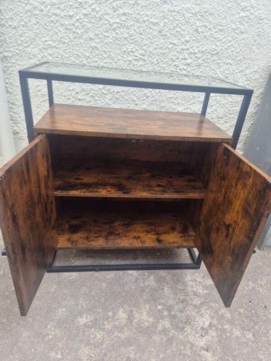 Industrial Style Sideboard with Glass Top