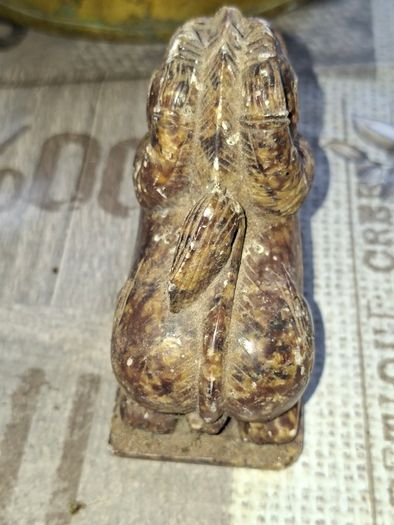 Old Hand-Carved Soapstone Chinese Guardian Lion, Foo Dog or Shishi. It features traditional undercutting techniques, Expertly carved with a movable ball in its mouth Postage Available or Collection