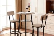 Bar Table Set Tables and Chair Set with Rounded Corner Design Light Gray