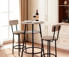 Bar Table Set Tables and Chair Set with Rounded Corner Design Light Gray