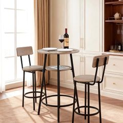 Bar Table Set Tables and Chair Set with Rounded Corner Design Light Gray