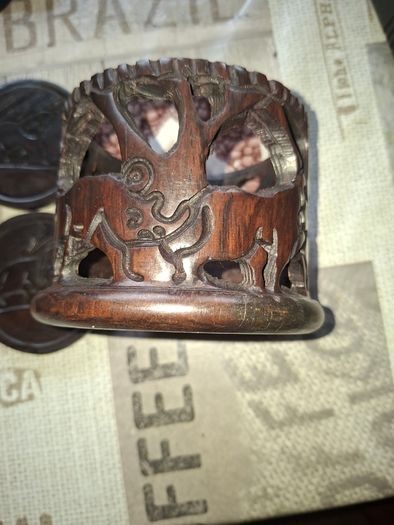 Beautiful Rare Full Set of African Hand Carved Wooden Place Mats with an Amazing Original Holder Postage Available,