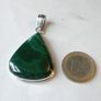 Large Modern Sterling Silver Malachite Teardrop Pendant 925 Hallmarked Birmingham 23.4g Image 6