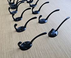 12 Coat Hooks hanger double hook black die cast