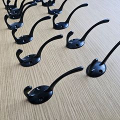 12 Coat Hooks hanger double hook black die cast