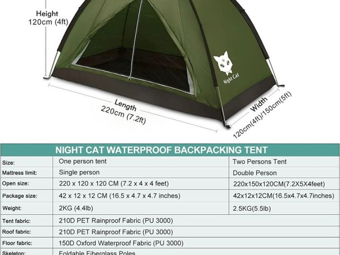 Camping Tent for 1 2 Person Man Waterproof Backpacking Tents Easy Setup Lightweight for Hiking Backyard MULTIPLE COLOURS AVAILABLE, SEE PHOTOS (FREE POSTAGE)