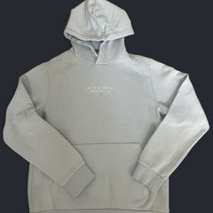 Jack & Jones Men's Grey and Blue Hoodie