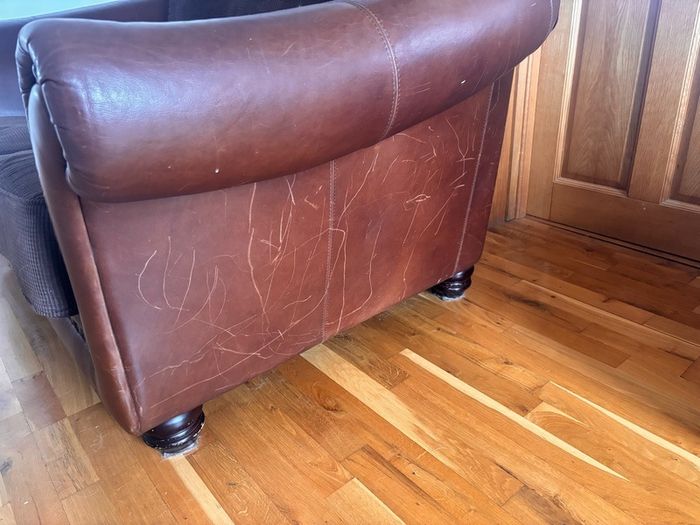 Brown Leather & Fabric 3-Seater Sofa