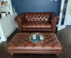 Ez living vintage brown leather footstool