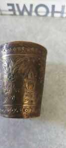 Antique Etched Brass Lassi Cup: Indian butterfly Design, Rustic Decor.Rustic engraved brass cup.