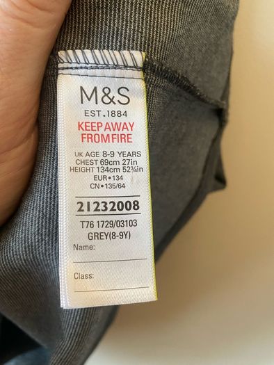 M&S grey pinafore (new) age 8-9